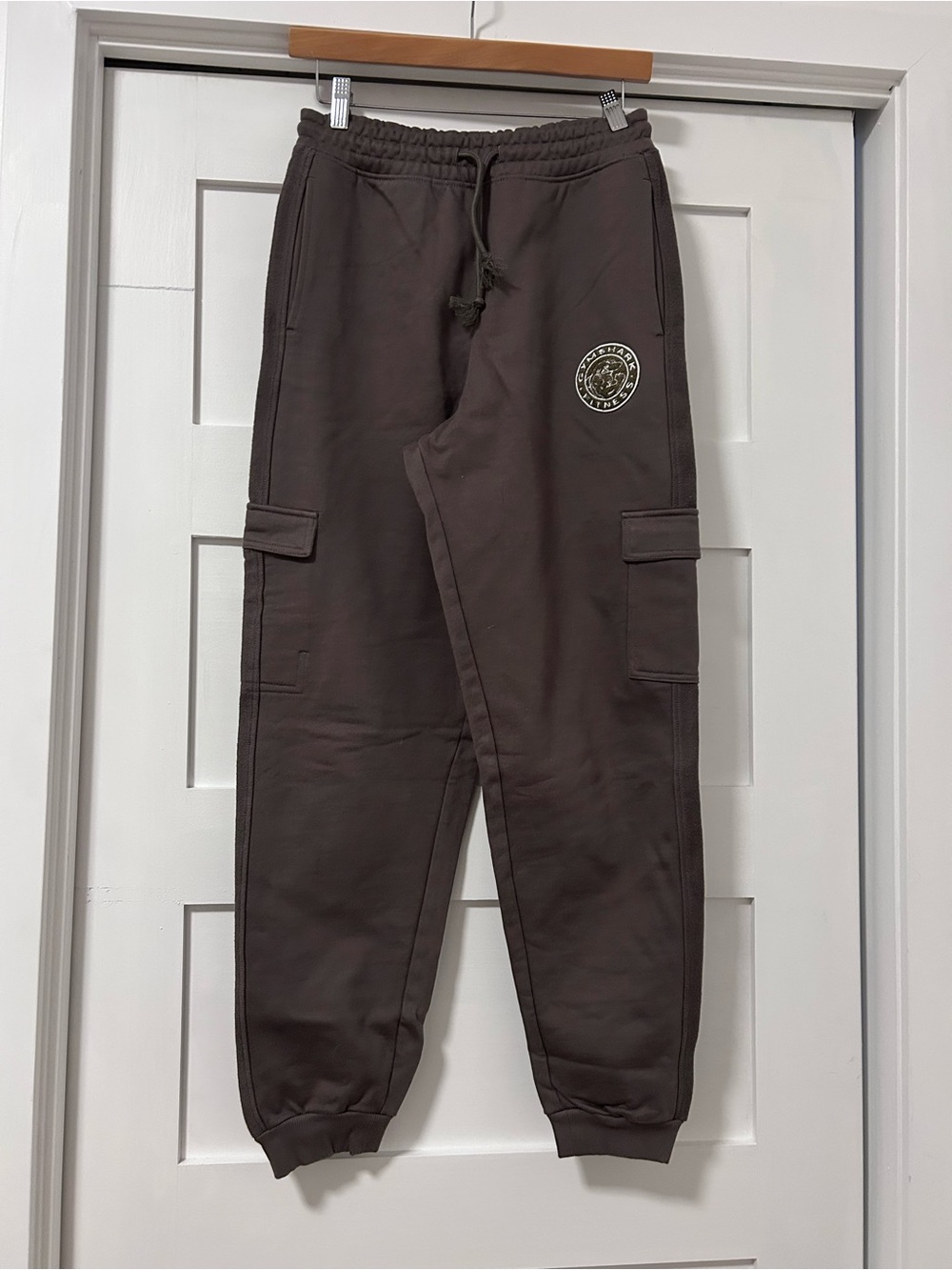 Gymshark Brown Cargo Jogger Sweatpants with Logo Patch